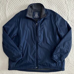 LL Bean Warm Up Jacket Men's XXL Navy Blue Nylon Fleece Lined Full Zip Outdoor